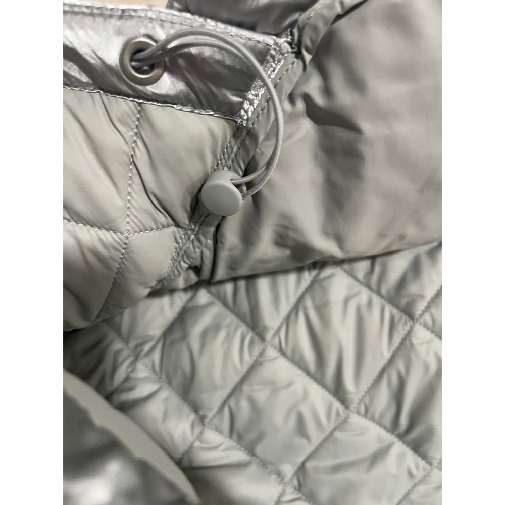Athleta  Whisper Featherless Metallic quilted jacketSilver Zip Jacket sixe L - Picture 8 of 9